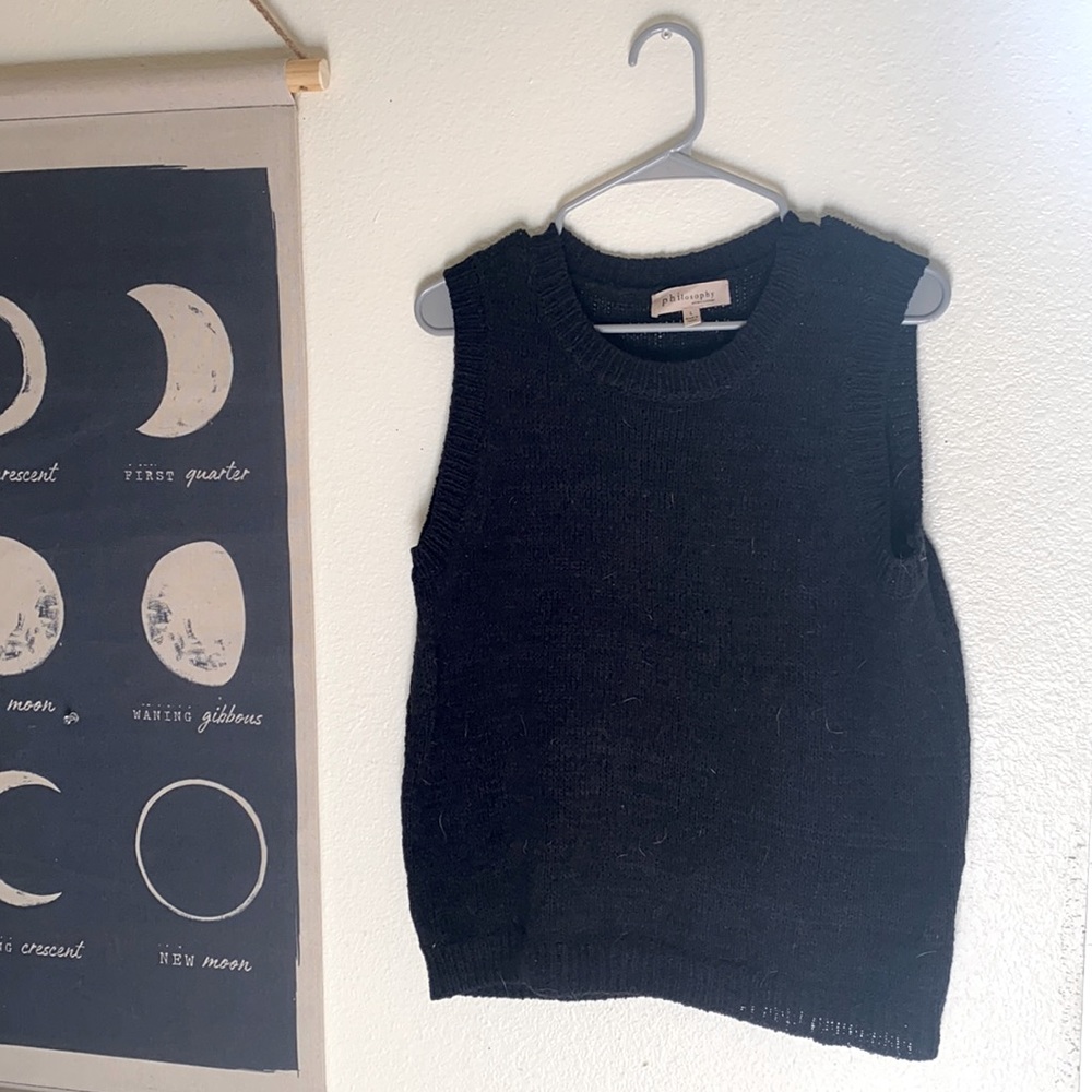 PHILOSOPHY : Oversized Black Sweater Vest